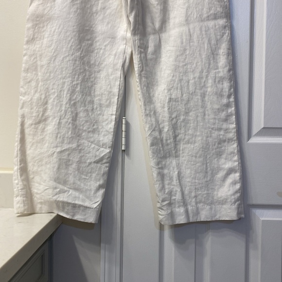 White Lenin, low rise, wide leg pants - Picture 2 of 5